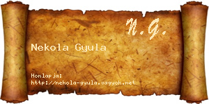Nekola Gyula névjegykártya